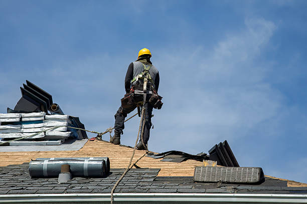 Professional Gutter Installation technician working in Indianola, WA